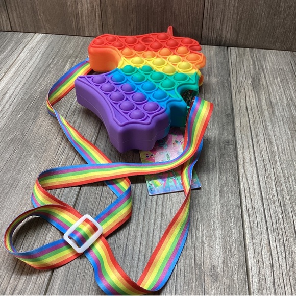 Unicorn Rainbow Crossbody Zippered Bag DANBAR Poppet Handbag Ages 8+ - Picture 13 of 14